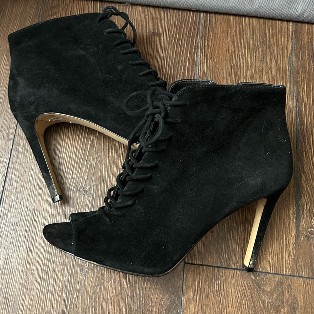 Black lace up booties